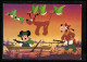 AK Micky Mouse Mit Goofy Auf Entenjagd, Pluto Wird Von Den Enten Getragen  - Stripverhalen