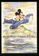 AK Mickey Mouse Mit Entchen Im Flugzeug über Einem Dampfschiff Auf Dem Wasser  - Comics