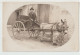 CARTE PHOTO - ATTELAGE D' ANE - UN VIEUX MONSIEUR SUR UNE CHARRETTE - 2 SCANS - - Donkeys