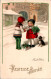 Pauli Ebner Heureuse Année Enfant Child Bambino Chien Dog Cane A.G./B. N°3741 Cpa Couleur Ecrite Au Dos En 1936 TB.Etat - Ebner, Pauli