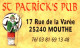 25- MOUTHE  -PUB - CARTE VISITE -RESTAURANT SAINT PATRICK'S PUB - Mouthe