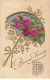 FANTAISIE BRODEE SOIE #FG56974 PARAPLUIE ET ROSE BONNE ANNEE DORURE - Embroidered