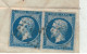 YT NÂ°14B En Paire Obli CHERBOURG Manche 50 - 1853-1860 Napoléon III