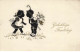 ILLUSTRATEUR #22332 COUPLE ENFANTS SUISSE OMBRE GELUKKIGE FEESTDAG - 1900-1949
