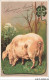 AS#BFP1-0059 - Animaux - Cochon - Heureuse Année - Carte Gaufrée - Cerdos
