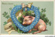 AS#BFP1-0063 - Animaux - Cochon - Bonne Année - C...Âur Fait En Myosotis - Cochons