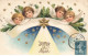 ANGES #FG56413 JOYEUX NOEL 4 ANGELOTS DORURE GAUFREE - Engel