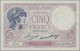 Delcampe - France: Banque De France, Set With 6 Banknotes, Series 1917-1933, With 3x 5 Fran - 1955-1959 Overprinted With ''Nouveaux Francs''