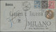Egypt: 1882 Printed Bank Cover From Cairo To Milano Franked By French 15c. And 1 - 1915-1921 British Protectorate