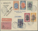 Ethiopia: 1926, Airmail Surcharge ⅛m.-4m., Short Set Of Six On Registered 1st Fl - Ethiopie