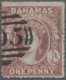 Bahamas: 1860, Victoria 1 D Carmine, No Watermark, Rough Perforated 14-16, Used - 1963-1973 Autonomia Interna