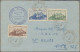 Fezzan: 1947, 1 Fr Brown, 1,50 F Green And 2 F Blue "Fort Sheba" Definitives Tie - Storia Postale
