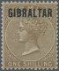 Gibraltar: 1886,QV Bermuda Contemporary Types 1s. Optd. "GIBRALTAR", Mint Hinged - Gibilterra