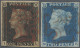 Great Britain: 1840, QV 1 D Black, Complete Margins, And 2 D Blue, Watermark Sma - Usati