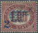 Italy: 1878, 2 C Blue On 1.00 L Dark Lilac, Part Of The Overprint Missing (parts - Afgestempeld