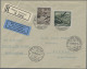 Liechtenstein: 1930, 15, 35, 45 Rp. Und 1 Fr. Flugpost Auf 3 Echt Gelaufenen LP- - Lettres & Documents