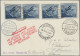 Liechtenstein: 1930, 4x 35 Rp. Flugpost Seltene MeF Auf Karte Mit Zeppelin-Sachs - Storia Postale