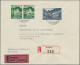 Liechtenstein: 1938, 2x5 Rp. Mit 1.50 Fr. Freimarken Schiestl Auf R-Eil-Rücksche - Cartas & Documentos