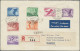 Liechtenstein: 1939, Flugpost Vögel Komplett 7 Werte Auf Echt Gelaufenem R-LP-Br - Briefe U. Dokumente