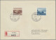Liechtenstein: 1944, Freimarken Troyer Komplett 14 Werte Auf 3 Echt Gelaufenen R - Briefe U. Dokumente