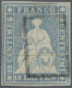 Schweiz: 1854/63, 10 Rp Lebhaftpreussischblau, Sitzende Helvetia, Ungezähnt, Mün - Used Stamps