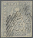 Schweiz: 1855, 1 Fr Hellbläulichgrau Mit Schwarzem Seidenfaden, Zart Entwertet M - Gebraucht