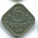5 CENTS 1975 NETHERLANDS ANTILLES Nickel Colonial Coin #S12236.U.A - Niederländische Antillen