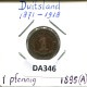 1 PFENNIG 1895 A ALEMANIA Moneda GERMANY #DA346.2.E.A - 1 Pfennig