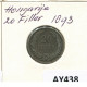 20 FILLER 1893 HUNGRÍA HUNGARY Moneda #AY438.E.A - Hongarije