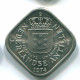 5 CENTS 1974 ANTILLAS NEERLANDESAS Nickel Colonial Moneda #S12219.E.A - Antilles Néerlandaises