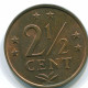 2 1/2 CENT 1976 NIEDERLÄNDISCHE ANTILLEN Bronze Koloniale Münze #S10528.D.A - Antillas Neerlandesas