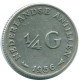 1/4 GULDEN 1956 NETHERLANDS ANTILLES SILVER Colonial Coin #NL10909.4.U.A - Niederländische Antillen