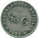 1/10 GULDEN 1959 NIEDERLÄNDISCHE ANTILLEN SILBER Koloniale Münze #NL12235.3.D.A - Niederländische Antillen