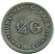 1/4 GULDEN 1944 CURACAO NEERLANDÉS NETHERLANDS PLATA Colonial #NL10709.4.E.A - Curaçao