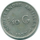 1/10 GULDEN 1957 NETHERLANDS ANTILLES SILVER Colonial Coin #NL12159.3.U.A - Niederländische Antillen