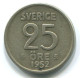 25 ORE 1952 SUECIA SWEDEN PLATA Moneda #WW1103.E.A - Suède