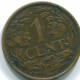 1 CENT 1954 NIEDERLÄNDISCHE ANTILLEN Bronze Fish Koloniale Münze #S11015.D.A - Antille Olandesi