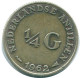 1/4 GULDEN 1962 ANTILLES NÉERLANDAISES ARGENT Colonial Pièce #NL11166.4.F.A - Antille Olandesi