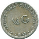 1/4 GULDEN 1947 CURACAO Netherlands SILVER Colonial Coin #NL10825.4.U.A - Curacao