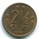 2 1/2 CENT 1971 NETHERLANDS ANTILLES Bronze Colonial Coin #S10487.U.A - Antille Olandesi