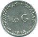1/10 GULDEN 1948 CURACAO NIEDERLANDE SILBER Koloniale Münze #NL11923.3.D.A - Curaçao
