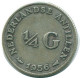 1/4 GULDEN 1956 ANTILLAS NEERLANDESAS PLATA Colonial Moneda #NL10945.4.E.A - Niederländische Antillen