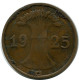 1 REICHSPFENNIG 1925 G GERMANY Coin #DB776.U.A - 1 Renten- & 1 Reichspfennig