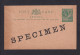 1/2 P. Ganzsache (P 9) - SPECIMEN - 1858-1960 Colonia Britannica