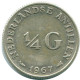 1/4 GULDEN 1967 ANTILLAS NEERLANDESAS PLATA Colonial Moneda #NL11595.4.E.A - Niederländische Antillen