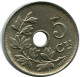 5 CENTIMES 1925 DUTCH Text BÉLGICA BELGIUM Moneda #AW966.E.A - 5 Centimes