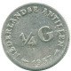 1/4 GULDEN 1957 NETHERLANDS ANTILLES SILVER Colonial Coin #NL10969.4.U.A - Antillas Neerlandesas