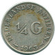 1/4 GULDEN 1963 ANTILLAS NEERLANDESAS PLATA Colonial Moneda #NL11262.4.E.A - Antillas Neerlandesas