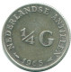 1/4 GULDEN 1965 NIEDERLÄNDISCHE ANTILLEN SILBER Koloniale Münze #NL11398.4.D.A - Niederländische Antillen