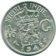 1/10 GULDEN 1942 NIEDERLANDE OSTINDIEN SILBER Koloniale Münze #NL13875.3.D.A - Indie Olandesi